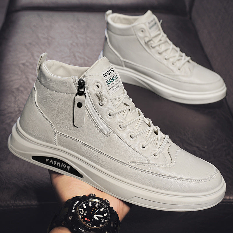 Damen Sneaker High-Top Kunstleder Reißverschluss Modern Schuhe