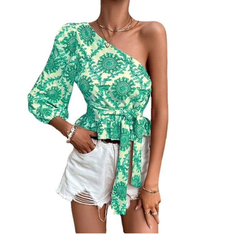 Damen Oberteil Asymmetrisch Voluminöser Ärmel Modern - BerlinGlamour