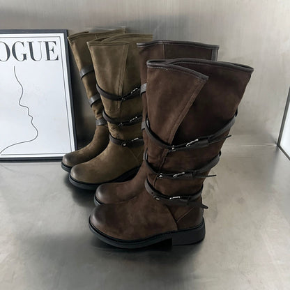 Damen Stiefel Modisch Elegant mit Reißverschluss Schwarz