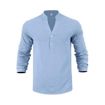 Herren Henley-Shirt Langarm Modern Knopf-Details Trendy