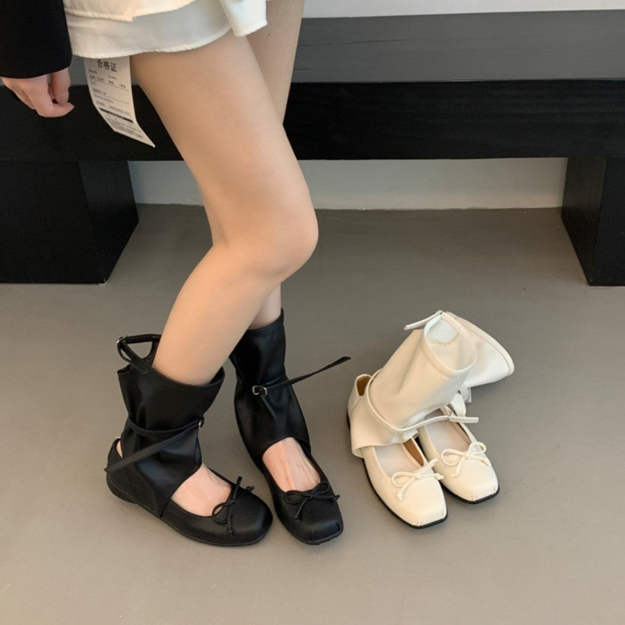 Damen Ballerinas Elastisch Schleifenakzent Modisch - BerlinGlamour