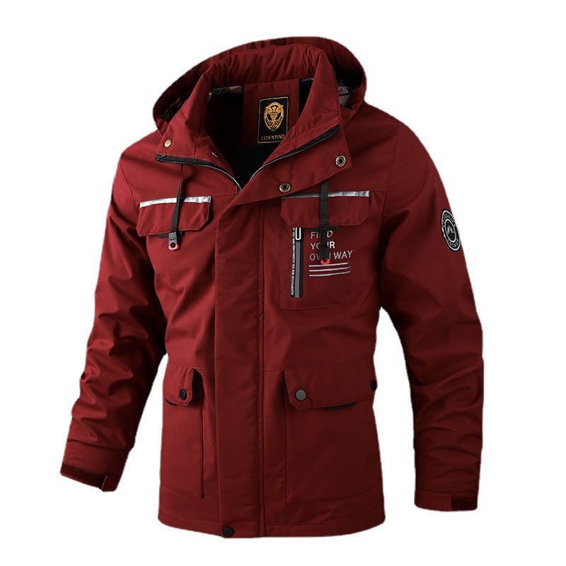 Wetterfeste Herrenjacke mit Kapuze und Taschen Waterproof