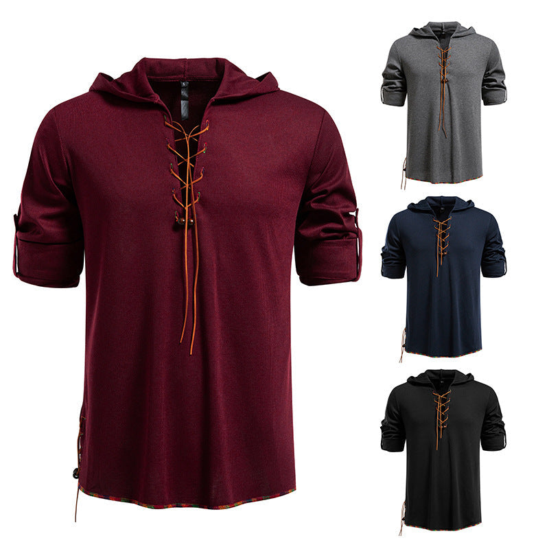 Herren Hoodie Lässig mit Schnürung Modern