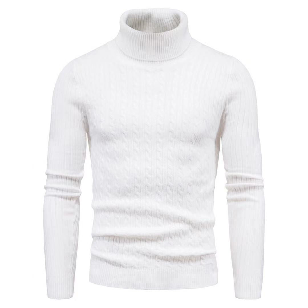 Herren Rollkragenpulli Struktur Zopfmuster Pullover Modern