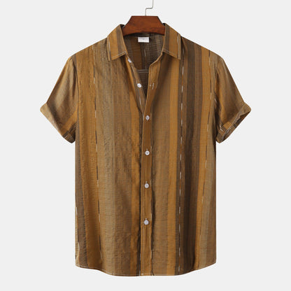 Herren Kurzarmhemd Modern Streifen Hemd Sommer