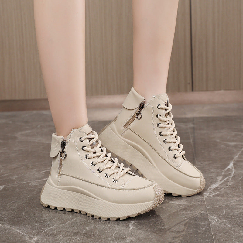 Damen Sneaker High-Top Elegante Laufschuhe Mit Reißverschluss
