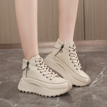 Damen Sneaker High-Top Elegante Laufschuhe Mit Reißverschluss