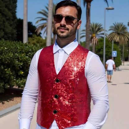 Herren Weste Glitzer PaillettenParty
