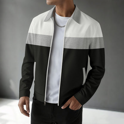 Herren Bomberjacke Modern mit Kontraststreifen Schwarz