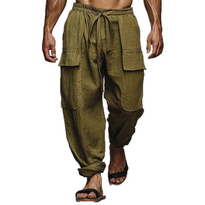 Herren Leinenhosen Harem Style Bequem Sommer