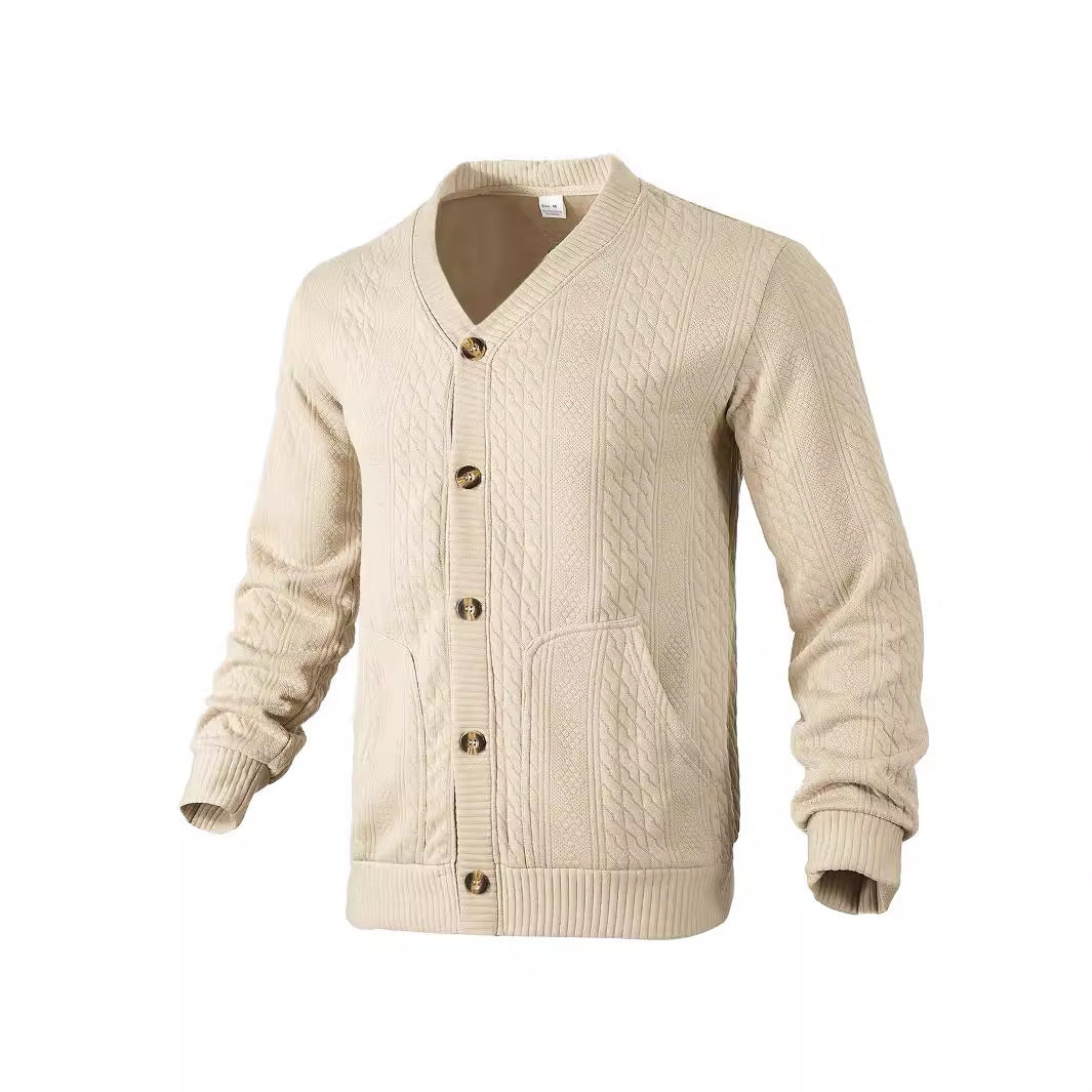 Herren Strickjacke Zopfmuster Modern Schwarz