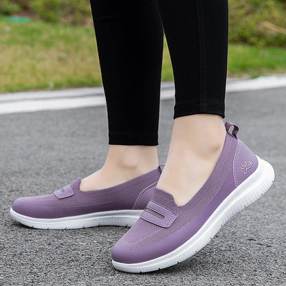 Damen Sneaker Bequem Atmungsaktiv Mesh Weiße Schuhe