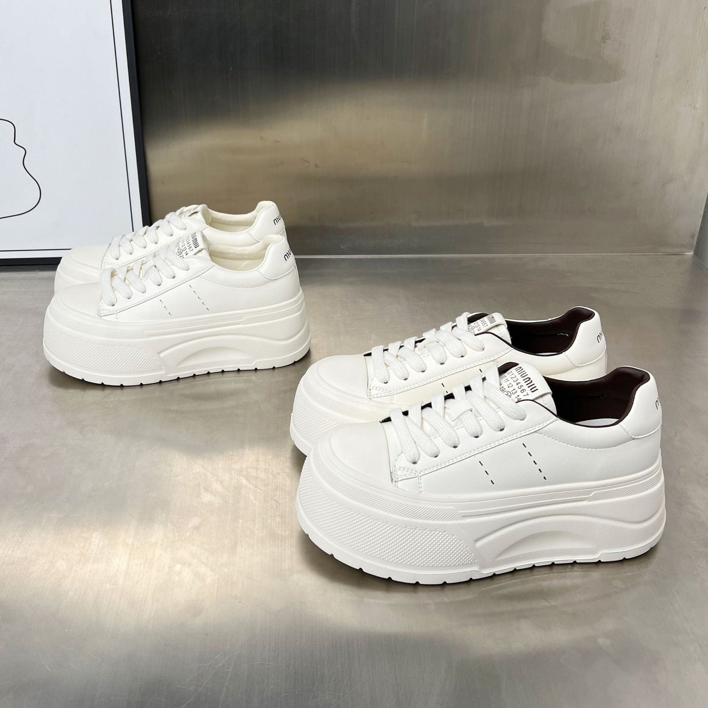 Damen Plateau Sneaker Bequem Atmungsaktiv Hoher Komfort