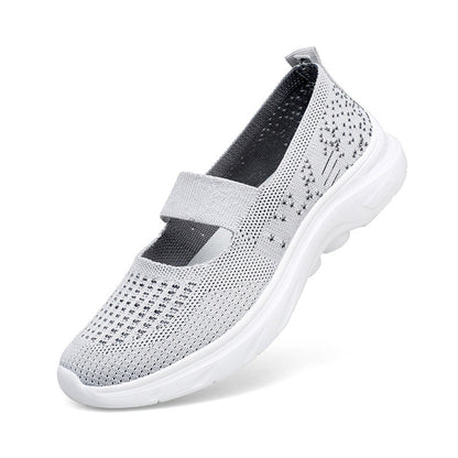 Damen Sneaker Bequem Slip On mit Riemen Polster