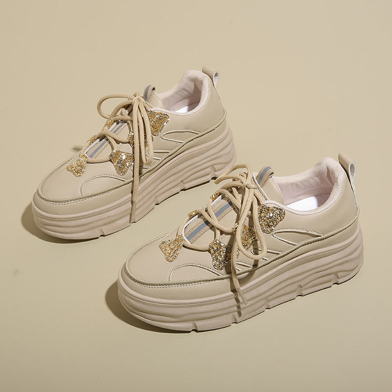 Damen Sneaker Sportlich Glitzer Plattform Schuhe