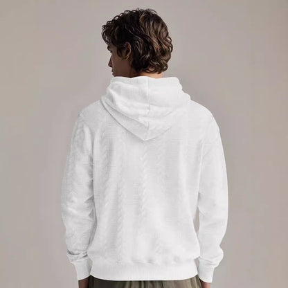 Herren Fleecepullover Kapuze Weich Strukturiert Modern