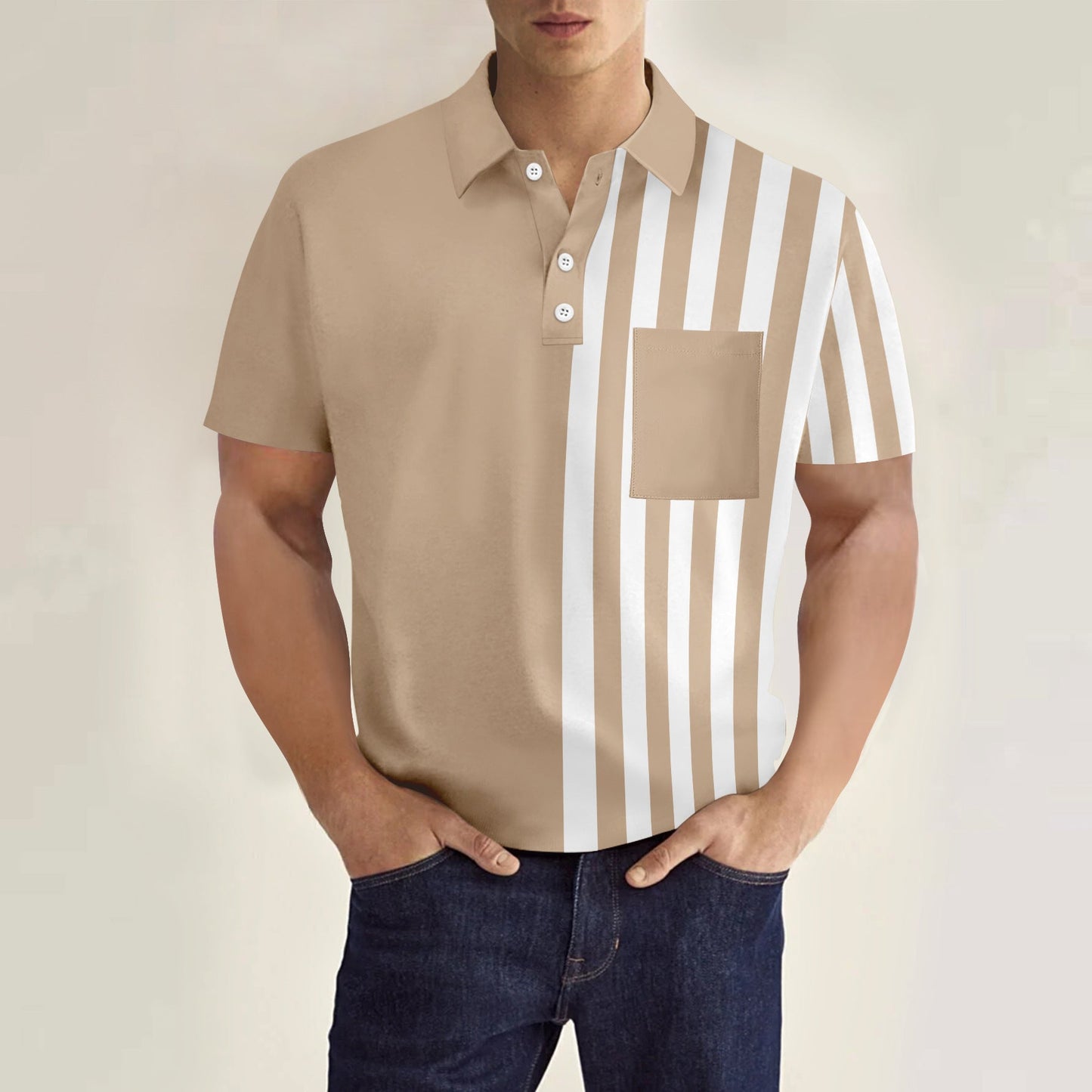 Herren Poloshirt mit Brusttasche Farbverlauf Casual