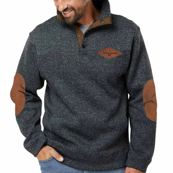 Herren Pullover Baumwolle Strukturiert Kragen Modern