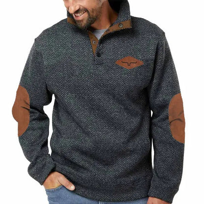 Herren Pullover Baumwolle Strukturiert Kragen Modern