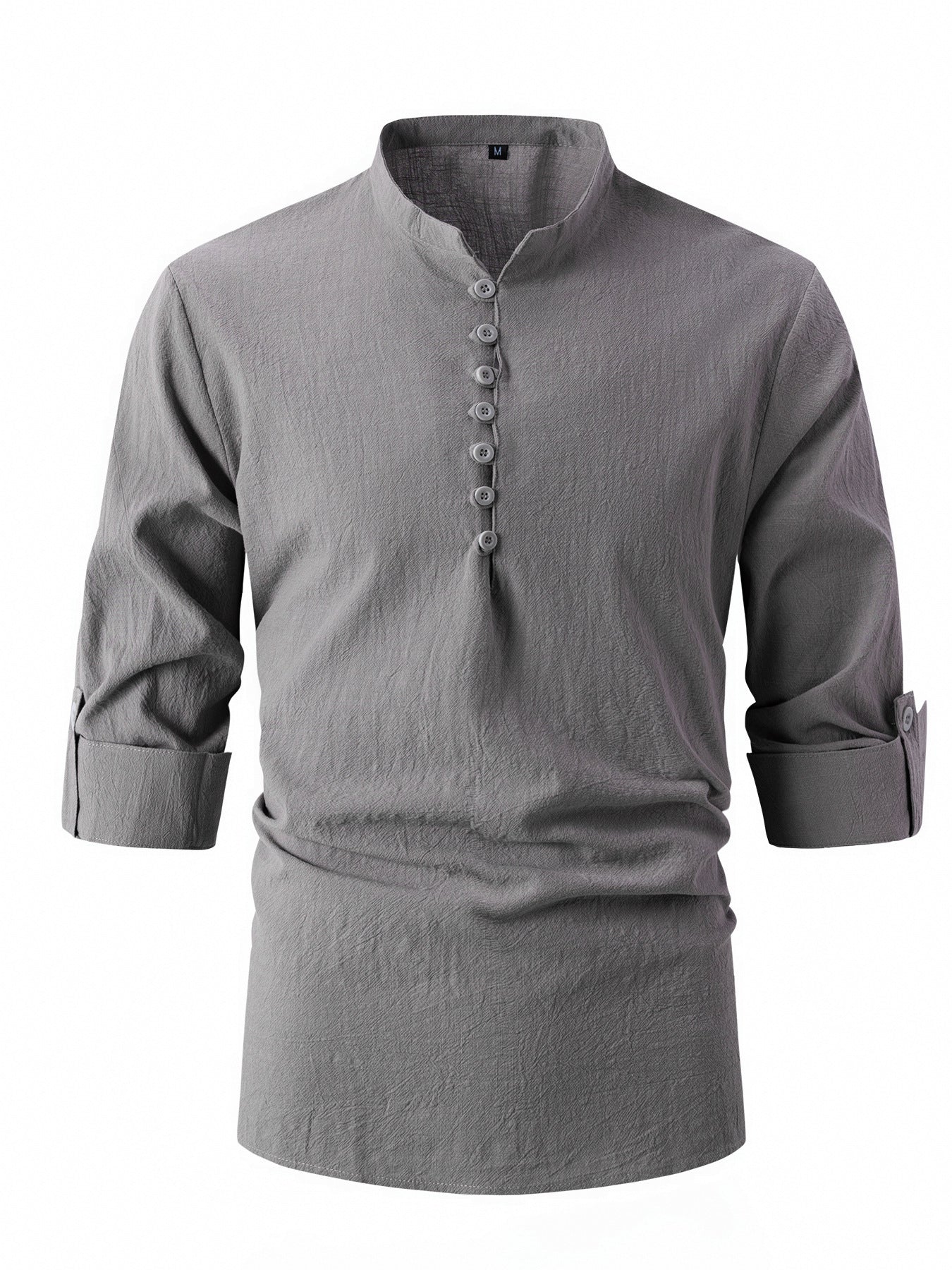 Herren Langarmhemd Modern mit Knöpfen und UmschlagÄrmeln