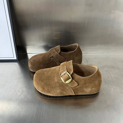 Damen Clogs Wildleder Komfort Bequem Schnallenverschluss