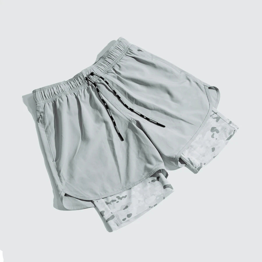 Herren Trainingsshorts atmungsaktiv mit Kompressionsunterhose elastisch