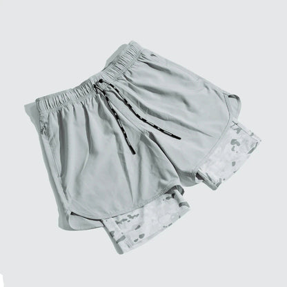 Herren Trainingsshorts atmungsaktiv mit Kompressionsunterhose elastisch