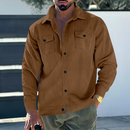 Herren Cordjacke Lederoptik Praktisch Mit Brusttaschen
