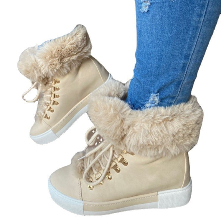 Damen Sneaker High-Top Sportlich Flauschig Winter