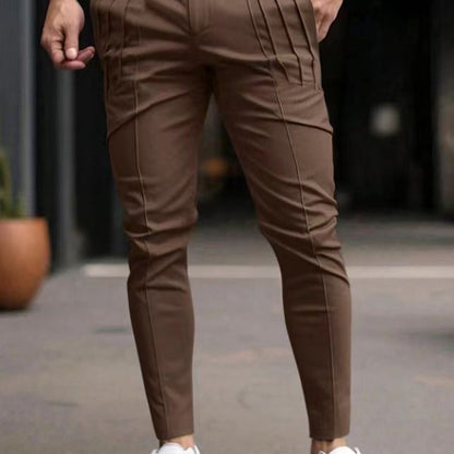 Herren Anzughose Slim Fit mit Falten Modern Schwarz - BerlinGlamour