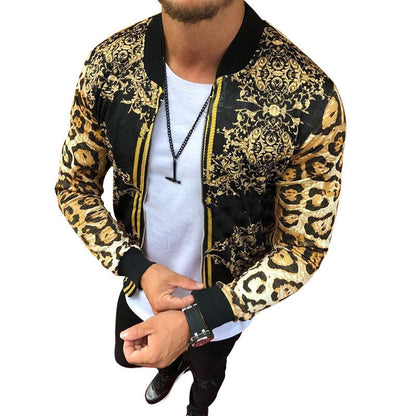 Herren Bomberjacke Leopardenmuster Luxus Style