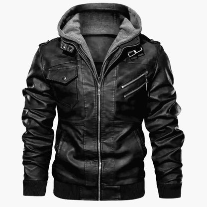 Lederjacke Herren Lässig mit Kapuze und Taschen - BerlinGlamour