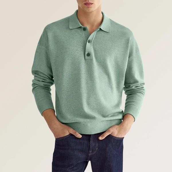 Herren Pullover Weit Schnitt Knopfleiste Modern