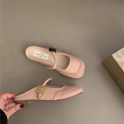 Damen Ballerina Schuhe mit Riemen Schwarz Stilvoll