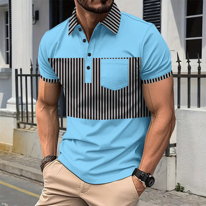 Herren Hemd Kurzarm Streifenmuster Elegant Modern