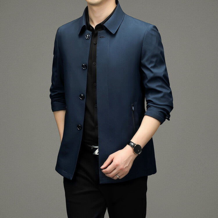 Herren Übergangsjacke Modern aus Leder Schwarz