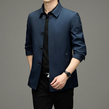 Herren Übergangsjacke Modern aus Leder Schwarz