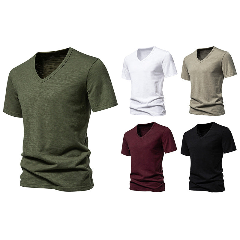 Herren T-Shirt V-Ausschnitt atmungsaktiv Baumwolle Komfort Fit - BerlinGlamour