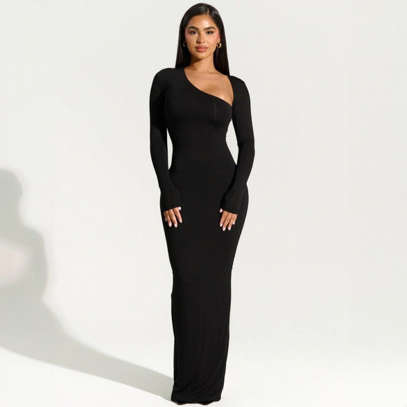 Damen Wickelkleid Asymmetrisch Ausschnitt Elegante Abendkleid - BerlinGlamour
