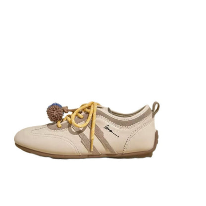 Damen Sneaker Bequem Pompon Design Weiße Sneakers Frauen