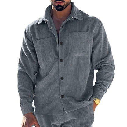 Herren Waffelhemd Jacke Casual Berlin Stil