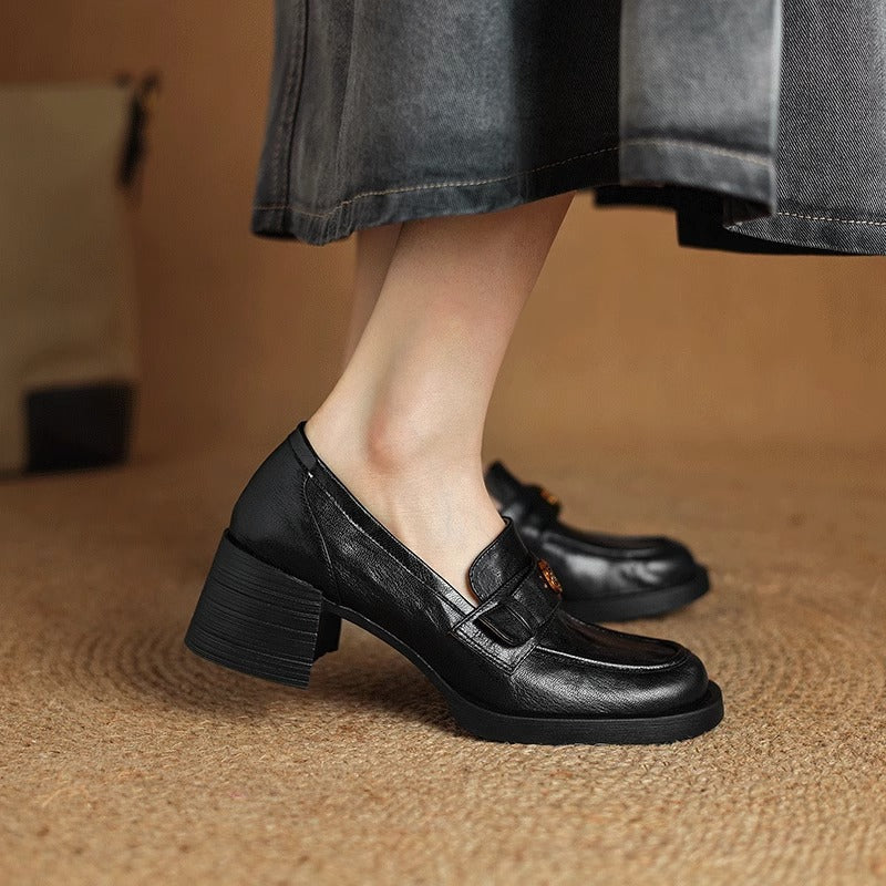Damen Mokassins Elegante Lederschuhe Mit Riemen