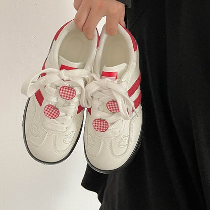 Damen Sneaker Apfel Motiv Weich Laufsohle