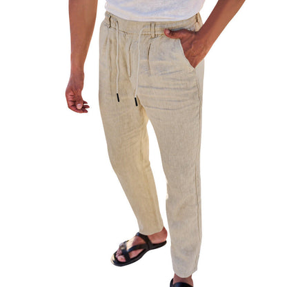 Herren Leinenhose Leicht Bequem Mit Seitentaschen