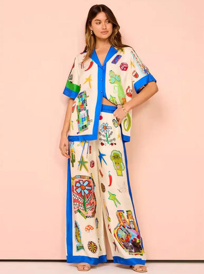 Modisches Zweiteiliges Co-Ord Set Bedruckt Schick - BerlinGlamour