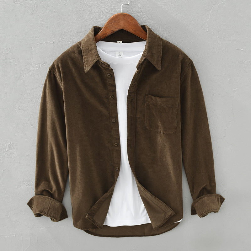 Herren Hemd Retro Cord Elegant Casual
