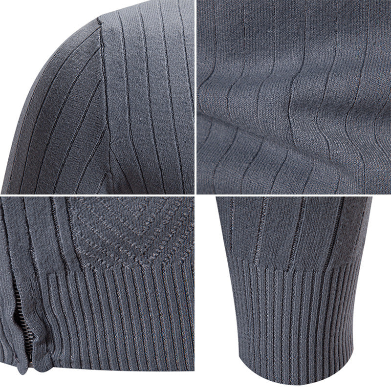 Herren Feinstrick Pullover Stehkragen Reißverschluss Modern