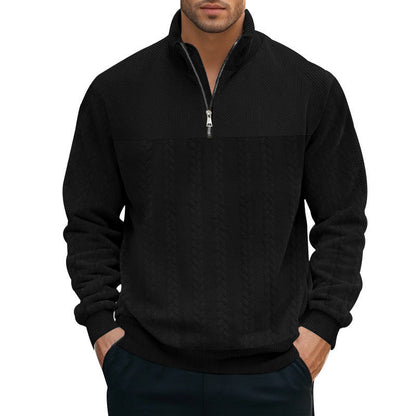 Herren Fleece-Pullover Grobstrick Hochkragen Stylisch Warm