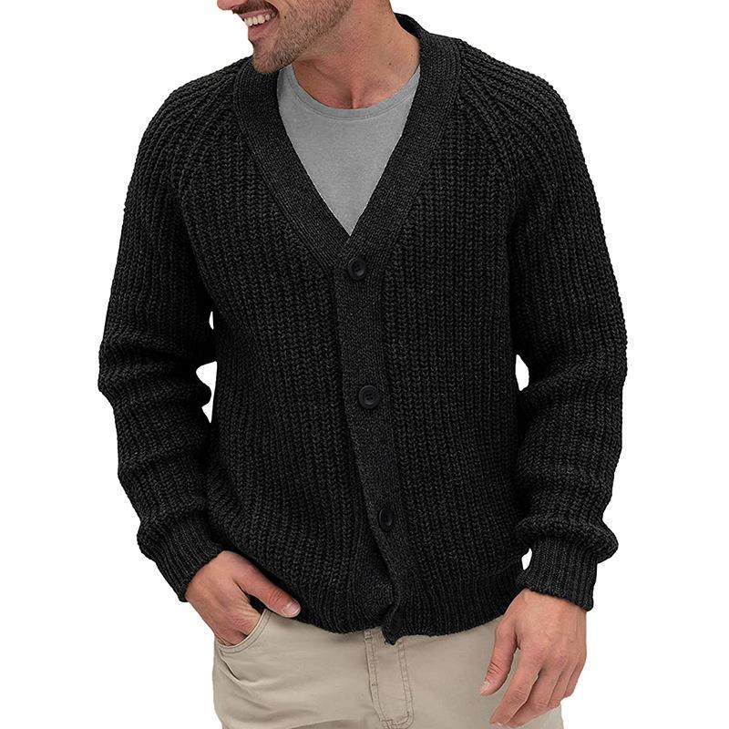 Herren Strickjacke Grobstrick mit Knöpfen Modern