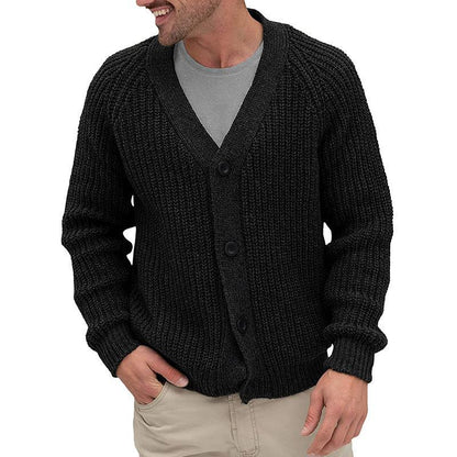 Herren Strickjacke Grobstrick mit Knöpfen Modern